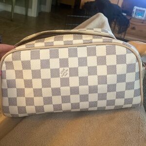 White Check Makeup Bag